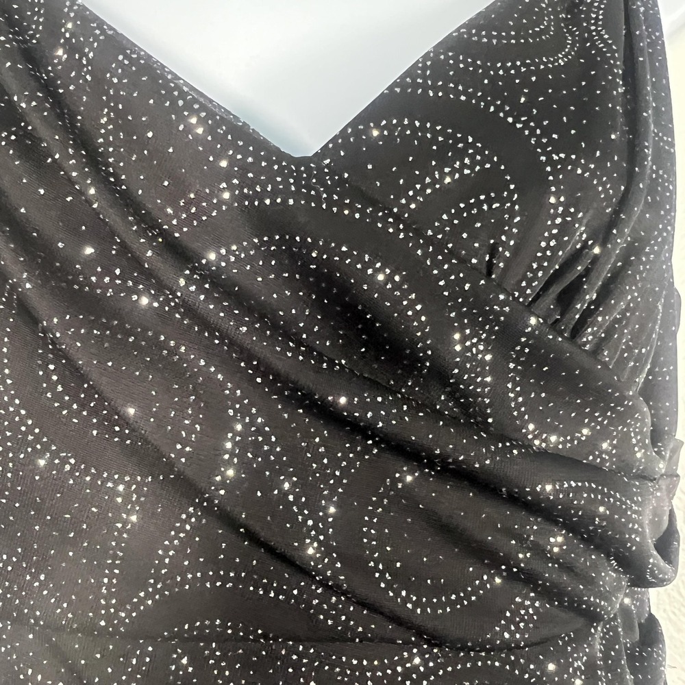 R&M Richards Black Glitter Formal Evening Dress Womens 8 Beaded Maxi Gown - Picture 3 of 15